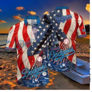 Los Angeles Dodgers American Flag Hawaiian Shirt