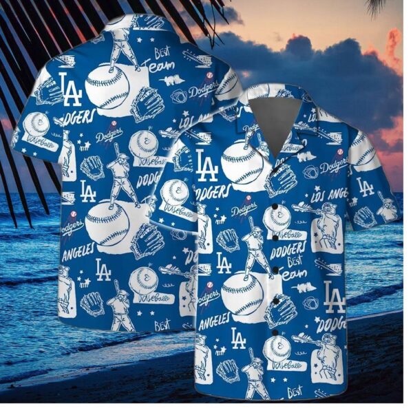 Los Angeles Dodgers Baseball Doodle Hawaiian Shirt