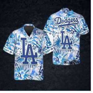 Los Angeles Dodgers Big Logo Floral Hawaiian Shirt