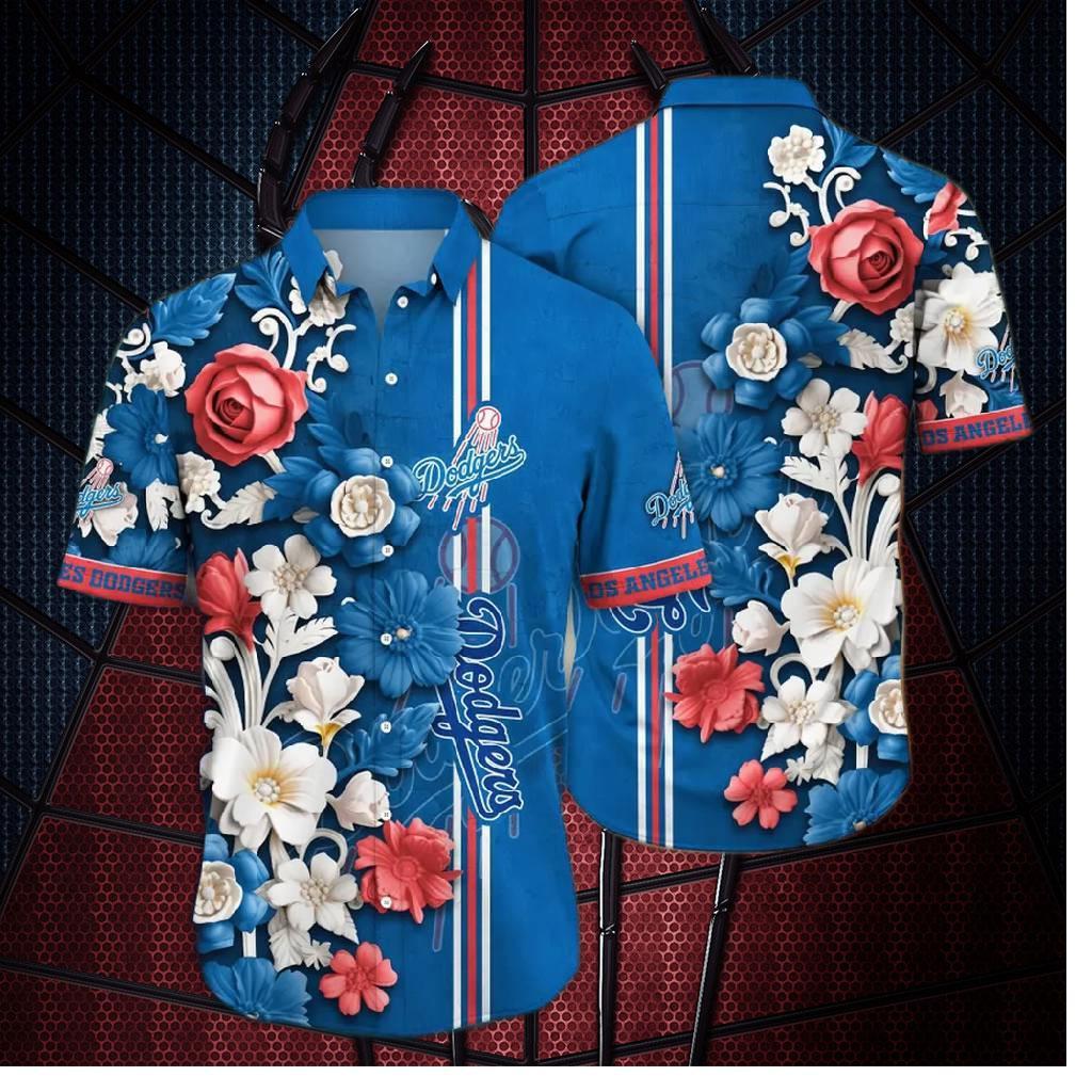Los Angeles Dodgers Elegant Floral Burst Hawaiian Shirt