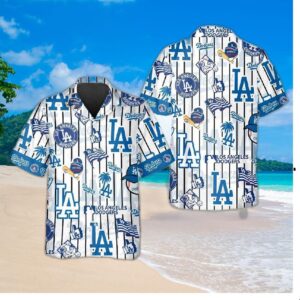 Los Angeles Dodgers Icon Stripe Hawaiian Shirt