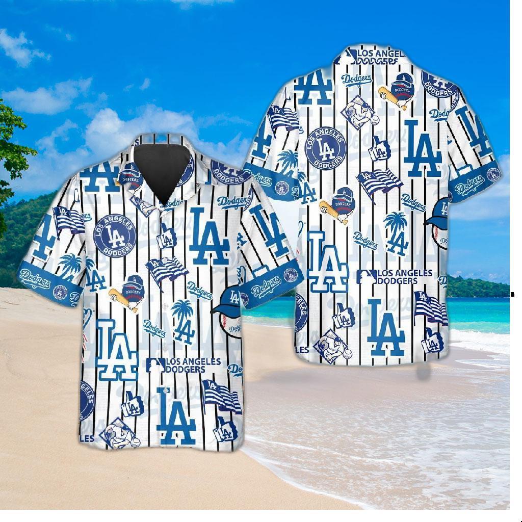 Los Angeles Dodgers Icon Stripe Hawaiian Shirt