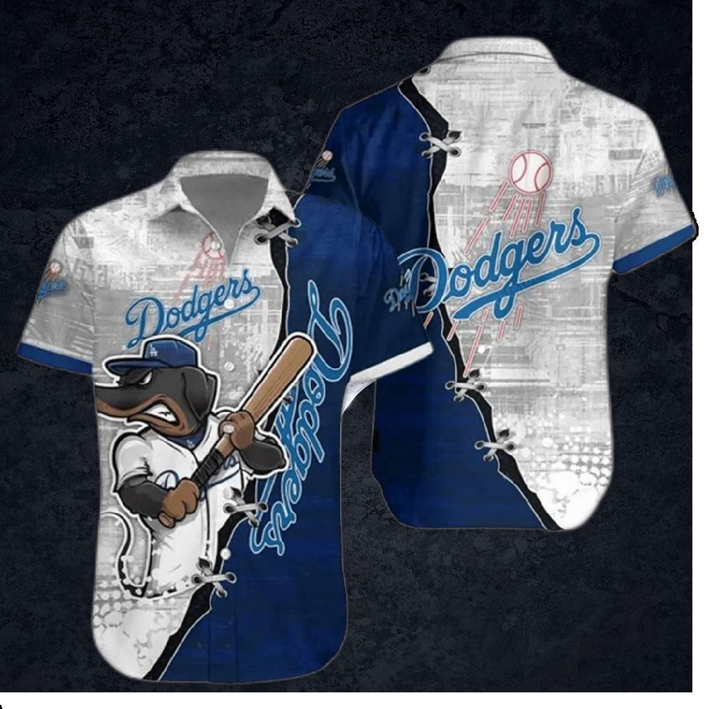 Los Angeles Dodgers Mascot Bat Swing Hawaiian Shirt