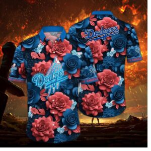 Los Angeles Dodgers Neon Rose Hawaiian Shirt