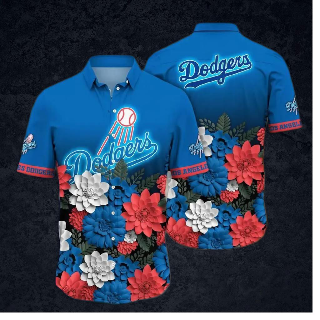 Los Angeles Dodgers Patriotic Blossom Hawaiian Shirt