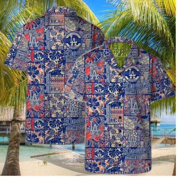 Los Angeles Dodgers Retro Patchwork Hawaiian Shirt