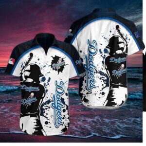 Los Angeles Dodgers Splatter Baseball Hawaiian Shirt