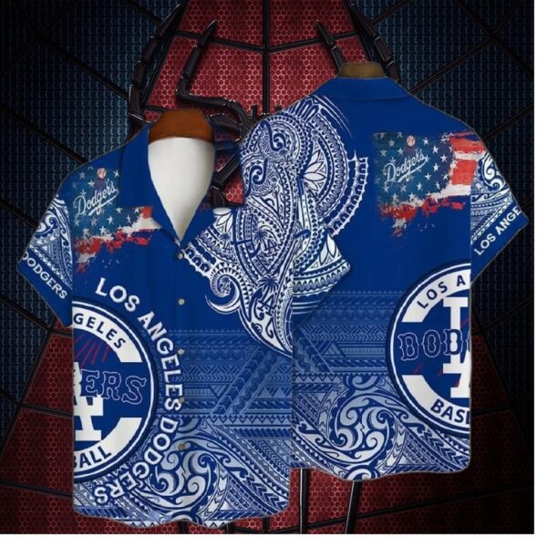 Los Angeles Dodgers Tribal Americana Hawaiian Shirt