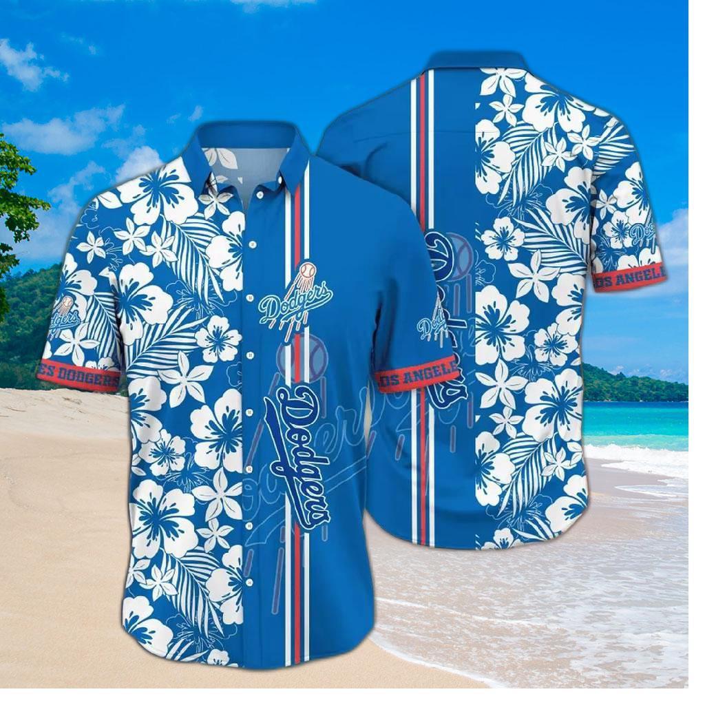 Los Angeles Dodgers Tropical Hibiscus Hawaiian Shirt