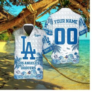 Los Angeles Dodgers Wave Palms Hawaiian Shirt