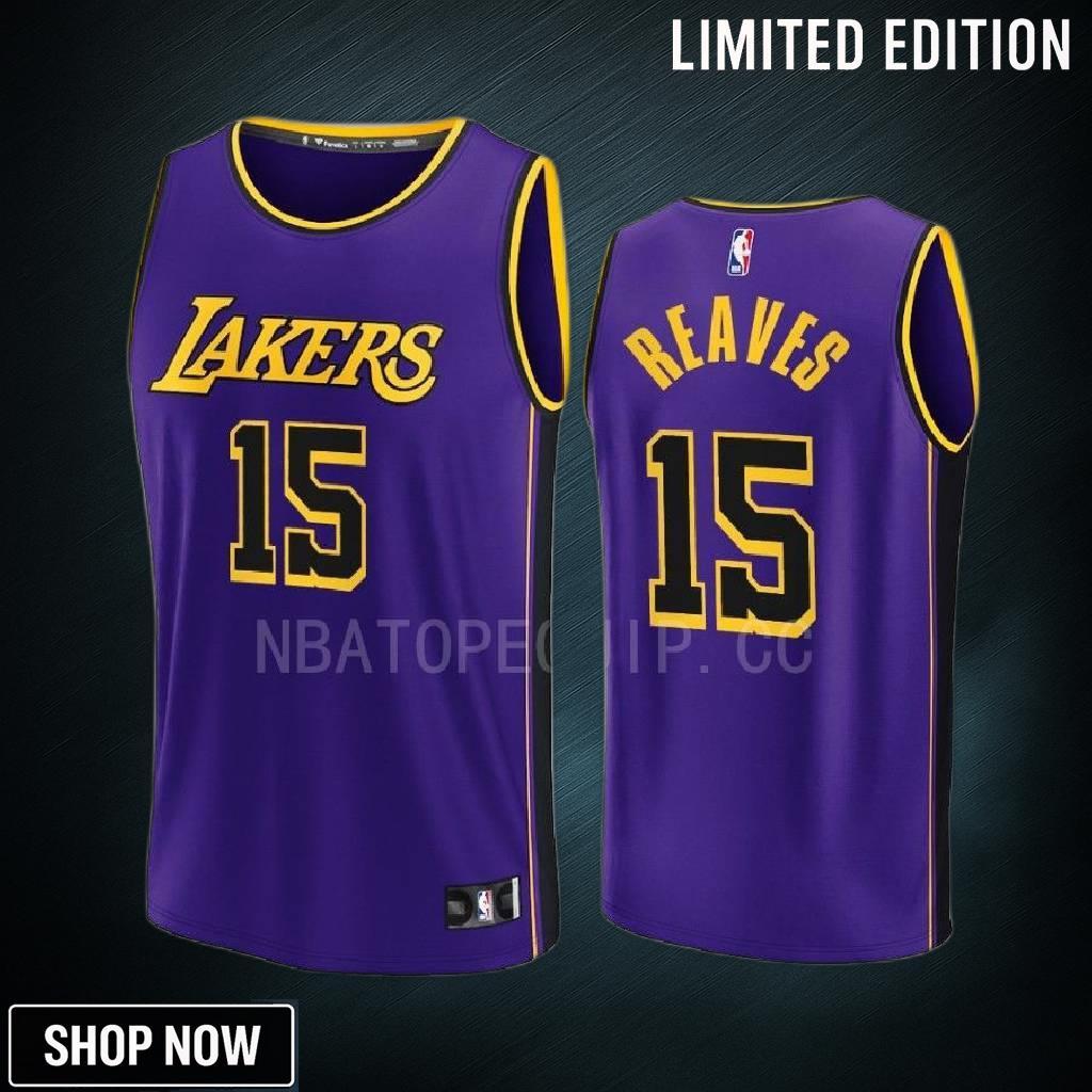 Los Angeles Lakers 15 Austin Reaves Statement Men Jersey -23 Fast Break Purple