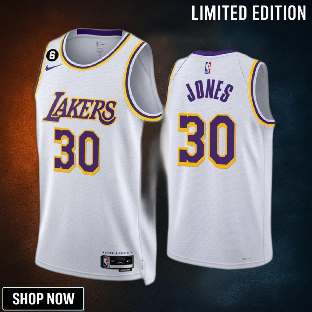 Los Angeles Lakers -23 Damian Jones 30 Association Edition White Jersey No.6 Patch