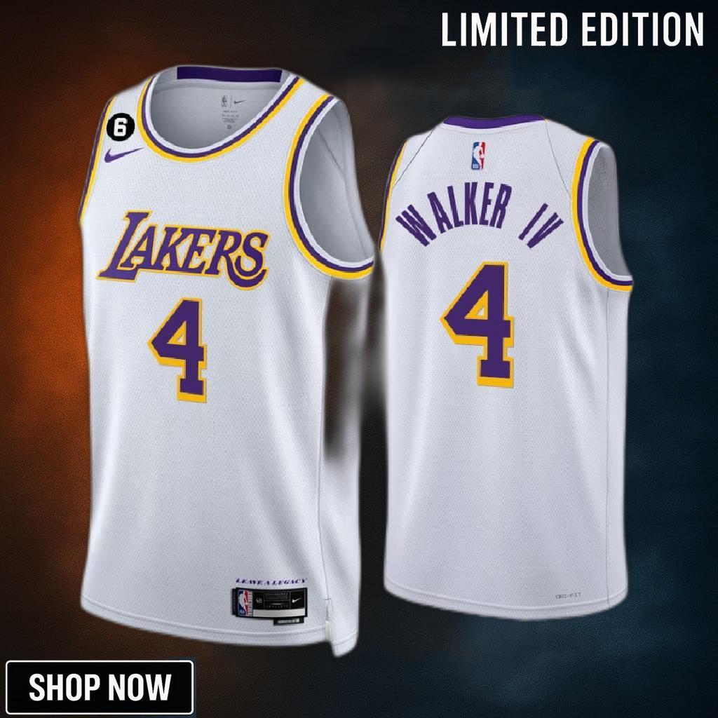 Los Angeles Lakers -23 Lonnie Walker Iv 4 Association Edition White Jersey No.6 Patch