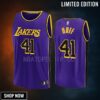 Los Angeles Lakers 41 Jay Huff Statement Men Jersey -23 Fast Break Purple