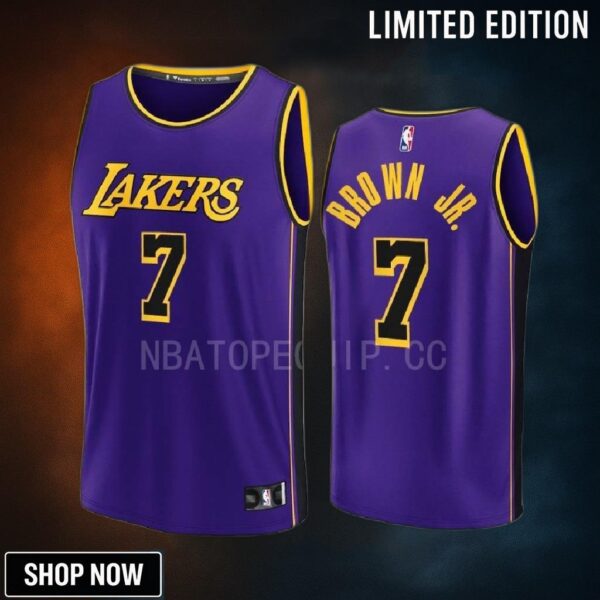 Los Angeles Lakers 7 Troy Brown Jr. Statement Men Jersey -23 Fast Break Purple
