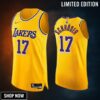 Los Angeles Lakers Dennis Schroder 17 Gold 75th Diamond Badge Jersey Icon Edition