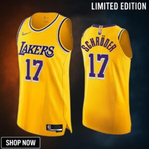Los Angeles Lakers Dennis Schroder 17 Gold 75th Diamond Badge Jersey Icon Edition