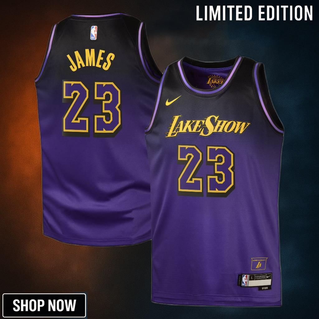 Los Angeles Lakers Nike City Edition Swingman Jersey - Purple Lebron James Youth