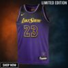 Los Angeles Lakers Nike City Edition Swingman Jersey - Purple Lebron James Youth