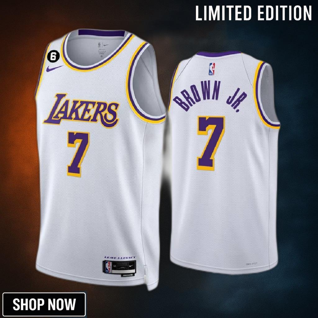 Los Angeles Lakers Troy Brown Jr. 7 -23 Association Edition White Jersey No.6 Patch