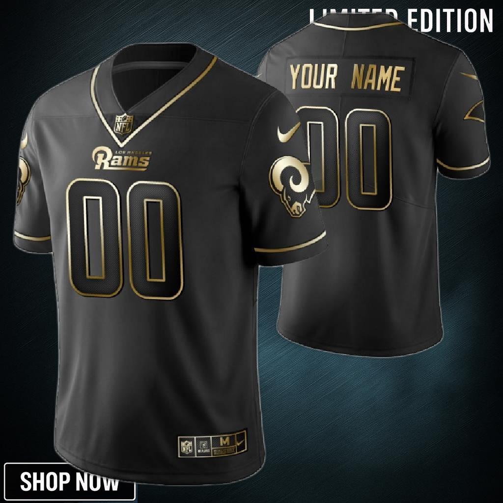 Los Angeles Rams 2021 Nfl Golden Brandedition Black Jersey Gift With Custom Name Number For Fans