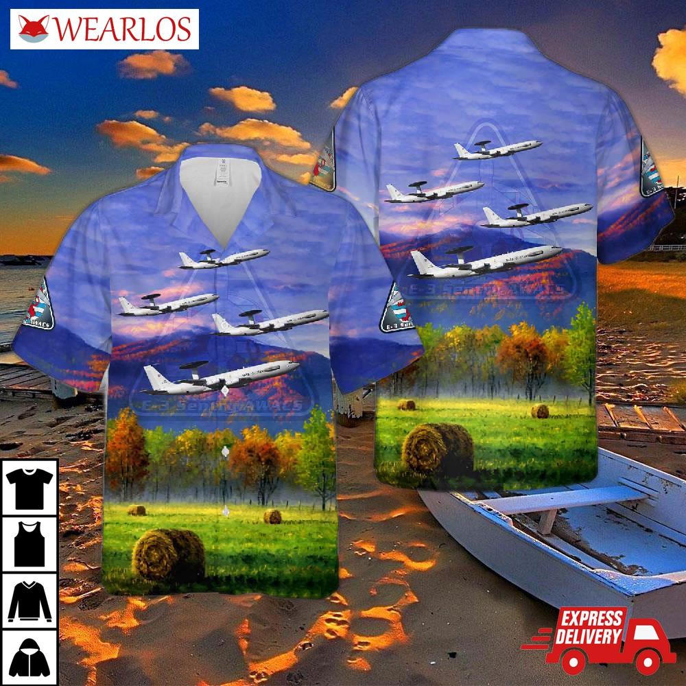 Luxembourg Air Force Nato Awacs Boeing E-3 Sentry Hawaiian Shirt