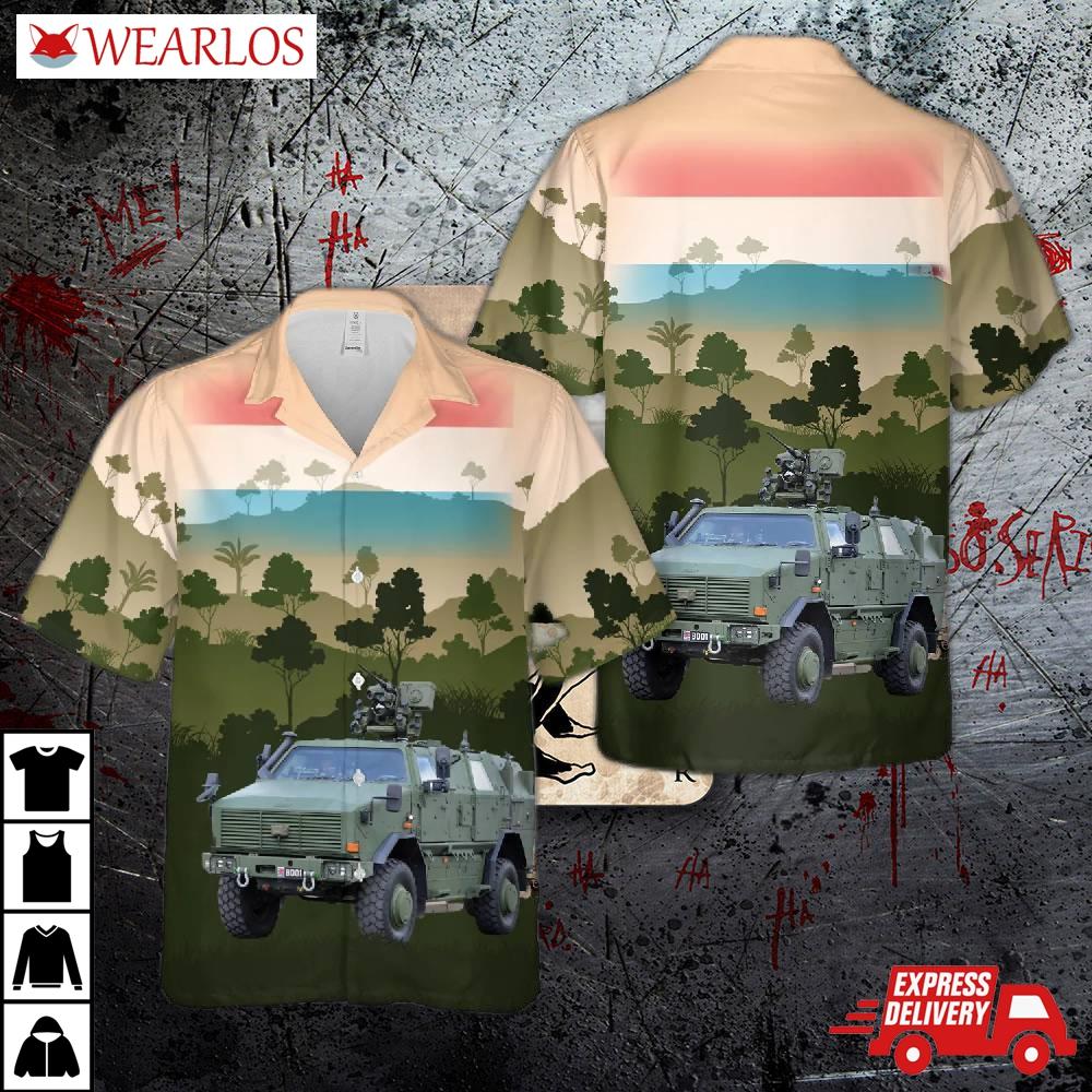 Luxembourg Army Dingo Equipped With M2 Browning And Generator On National Vehicle Day Hawaiian Shirt