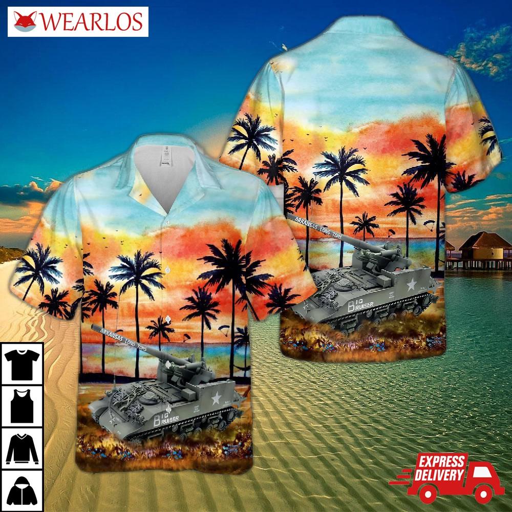 M40-b Battery 937th Field Artillery Battalion Us Army Korean War 1953 Tank Hawaiian Shirt