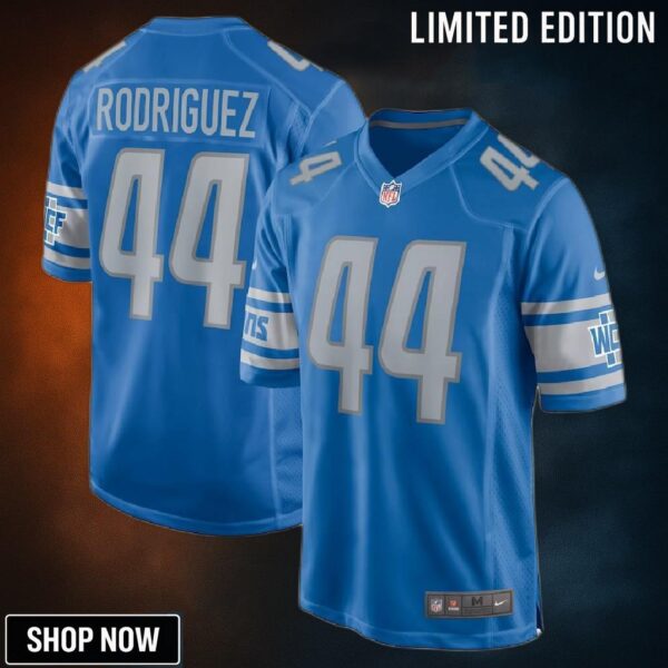 Malcolm Rodriguez 44 Detroit Lions Player Game Jersey - Blue
