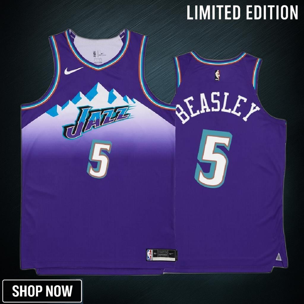 Malik Beasley 5 -23 Utah Jazz Purple Hardwood Classics Jersey