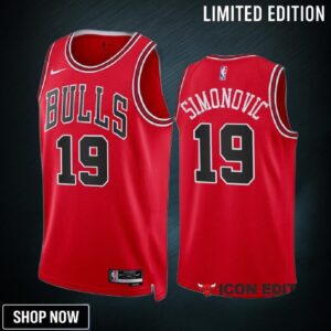 Marko Simonovic 19 -23 Chicago Bulls Red Icon Edition Jersey Swingman