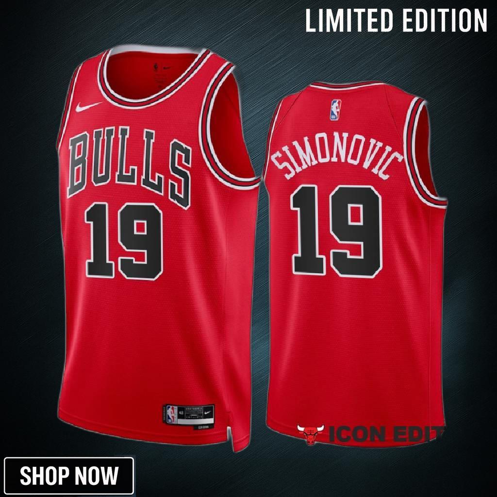 Marko Simonovic 19 -23 Chicago Bulls Red Icon Edition Jersey Swingman