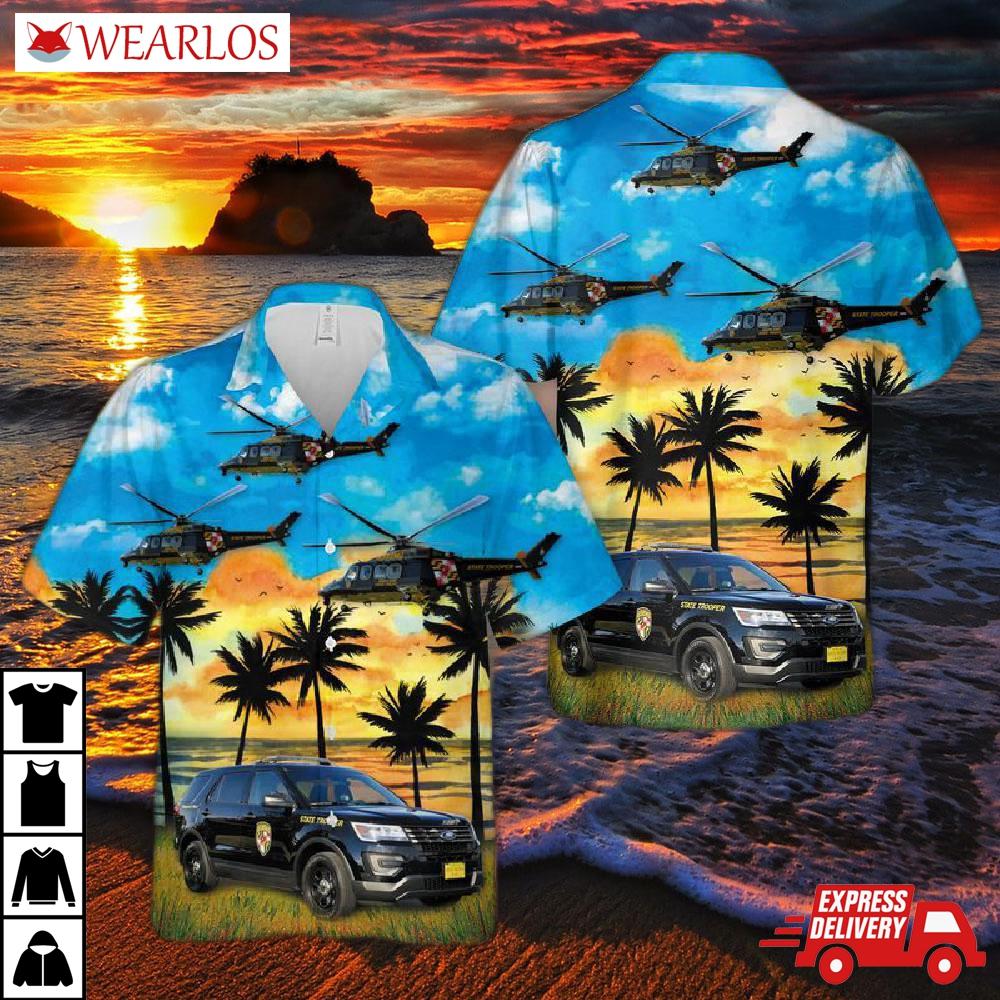 Maryland State Police Vehicles Hawaiian Shirt