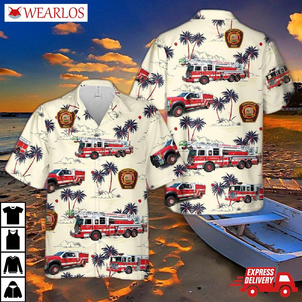 Massachusetts Cambridge Ma Fire Department Hawaiian Shirt