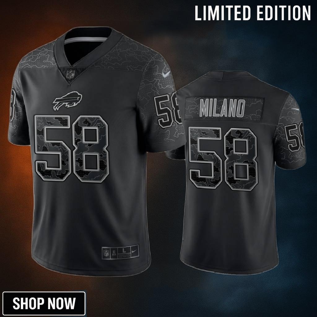 Matt Milano 58 Buffalo Bills Black Reflective Limited Jersey - Men