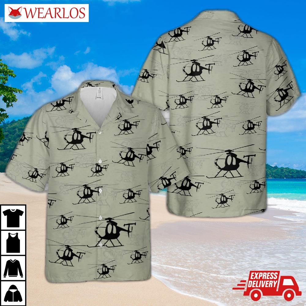 Md500 D Helicopter Silhouette Hawaiian Shirt
