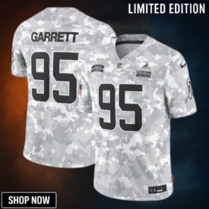 Men's Cleveland Browns Myles Garrett Nike Arctic Camo Salute To Service Limited Jersey