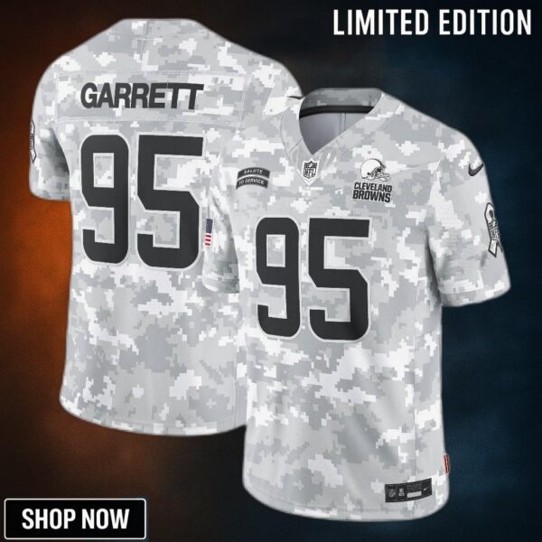 Men's Cleveland Browns Myles Garrett Nike Arctic Camo Salute To Service Limited Jersey