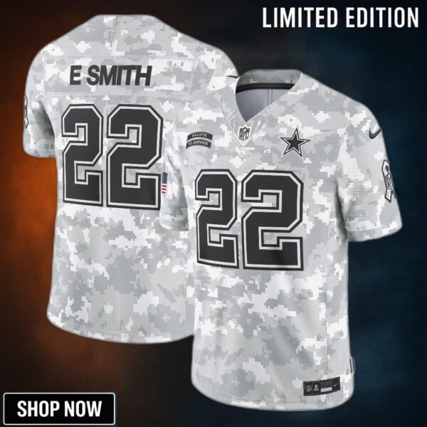 Men's Dallas Cowboys Emmitt Smith Nike Arctic Camo Salute To Service Retired Player Limited Jersey