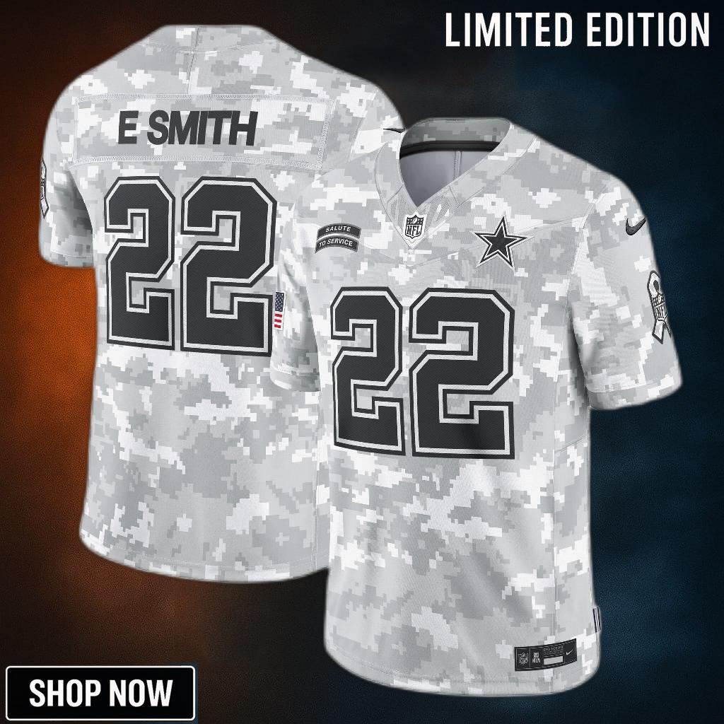 Men's Dallas Cowboys Emmitt Smith Nike Arctic Camo Salute To Service Retired Player Limited Jersey