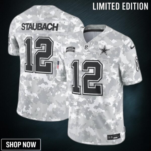 Men's Dallas Cowboys Roger Staubach Nike Arctic Camo Salute To Service Retired Player Limited Jersey