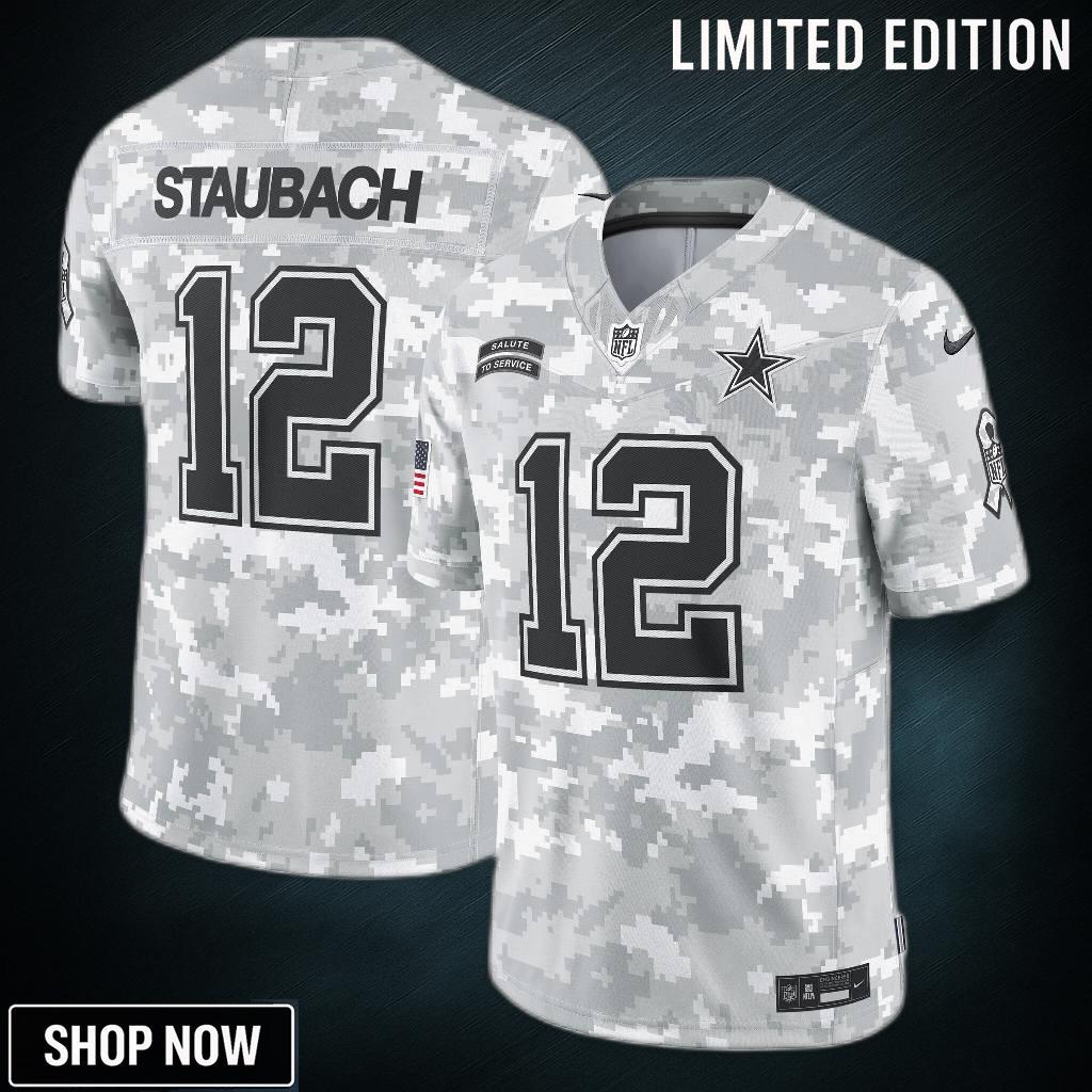 Men's Dallas Cowboys Roger Staubach Nike Arctic Camo Salute To Service Retired Player Limited Jersey
