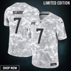 Men's Denver Broncos John Elway Nike Arctic Camo Salute To Service Retired Player Limited Jersey