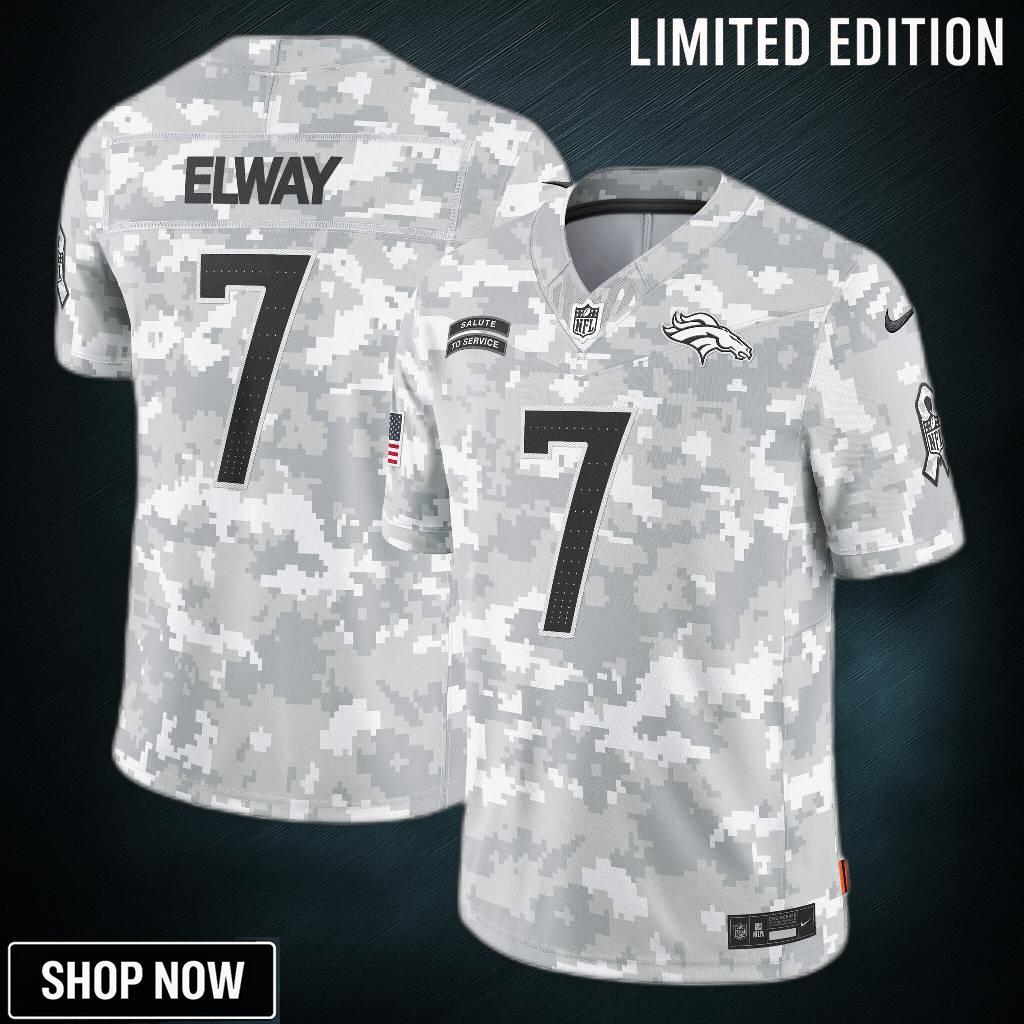 Men's Denver Broncos John Elway Nike Arctic Camo Salute To Service Retired Player Limited Jersey