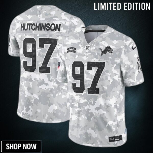 Men's Detroit Lions Aidan Hutchinson Nike Arctic Camo 2024 Salute To Service Limited Jersey