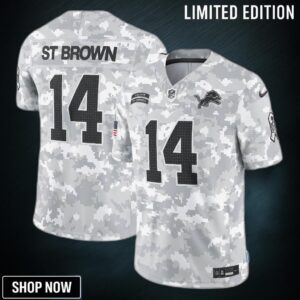 Men's Detroit Lions Amon-ra St. Brown Nike Arctic Camo Salute To Service Limited Jersey