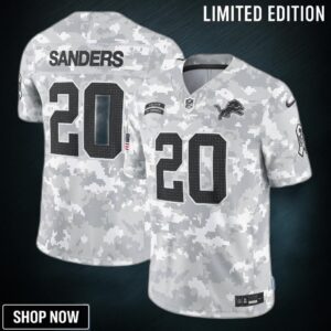 Men's Detroit Lions Barry Sanders Nike Arctic Camo Salute To Service Retired Player Limited Jersey