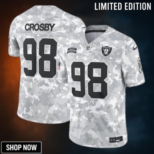 Men's Las Vegas Raiders Maxx Crosby Nike Arctic Camo Salute To Service Limited Jersey
