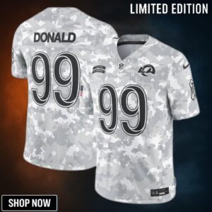 Men's Los Angeles Rams Aaron Donald Nike Arctic Camo Salute To Service Retired Player Limited Jersey