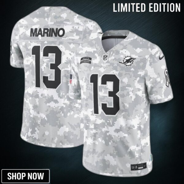Men's Miami Dolphins Dan Marino Nike Arctic Camo Salute To Service Retired Player Limited Jersey